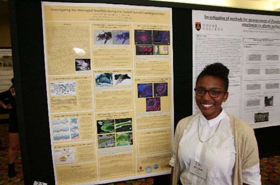 Student presenting their research poster at the 2019 LSMRCE Annual Conference